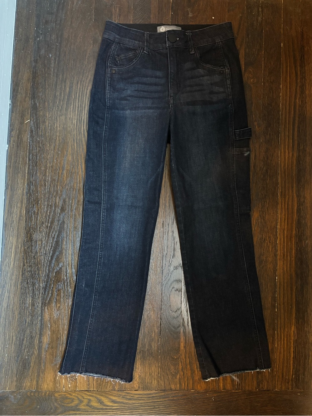 Democracy AB Tech Women’s Dark Blue Utility Jeans Sz 2 Crop Raw Hem - Picture 2 of 8